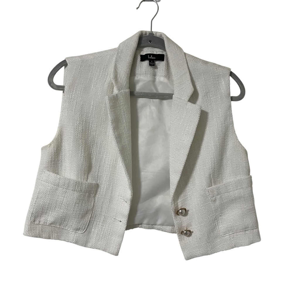 Lulu's Elegant Cream Textured Vest Size small 90s style bride wedding